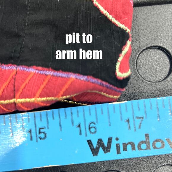 Chico's Jacket Women's 3 (XL/16) Black Red Floral Embroidery Art-To-Wear Blazer - Picture 6 of 7